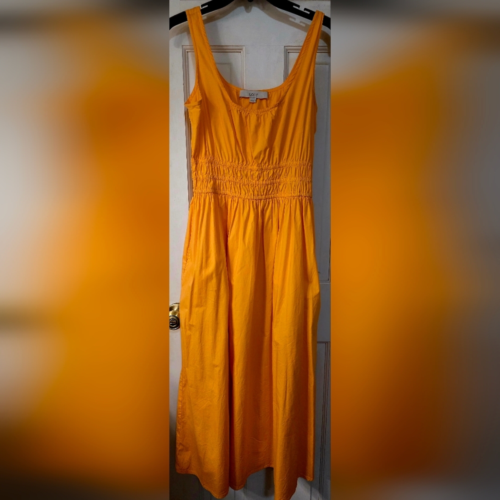 LOFT Vibrant Orange Sherbet Color A-Line Dress, Size XS